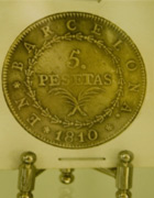 Moneda de 5 pesetas que data de 1810, mientras reinaba José Bonaparte